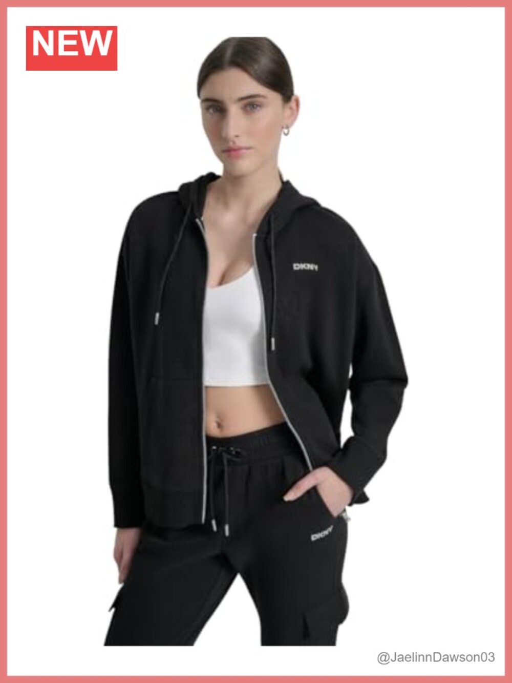 Cozy Fleece Mini Stud Logo Full Zip Hoodie with Pockets Regular Fit Long Sleeve